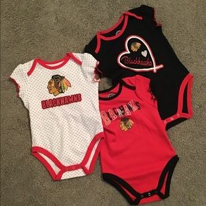 NWT.  3 ‘Blackhawks’ Onesies! 18 Months